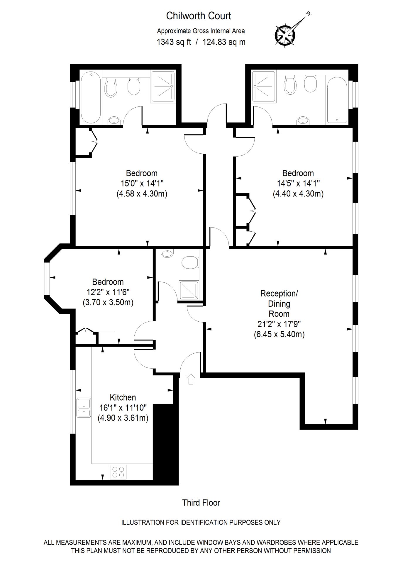 Floorplan of apartment 303 at Chilworth Court
