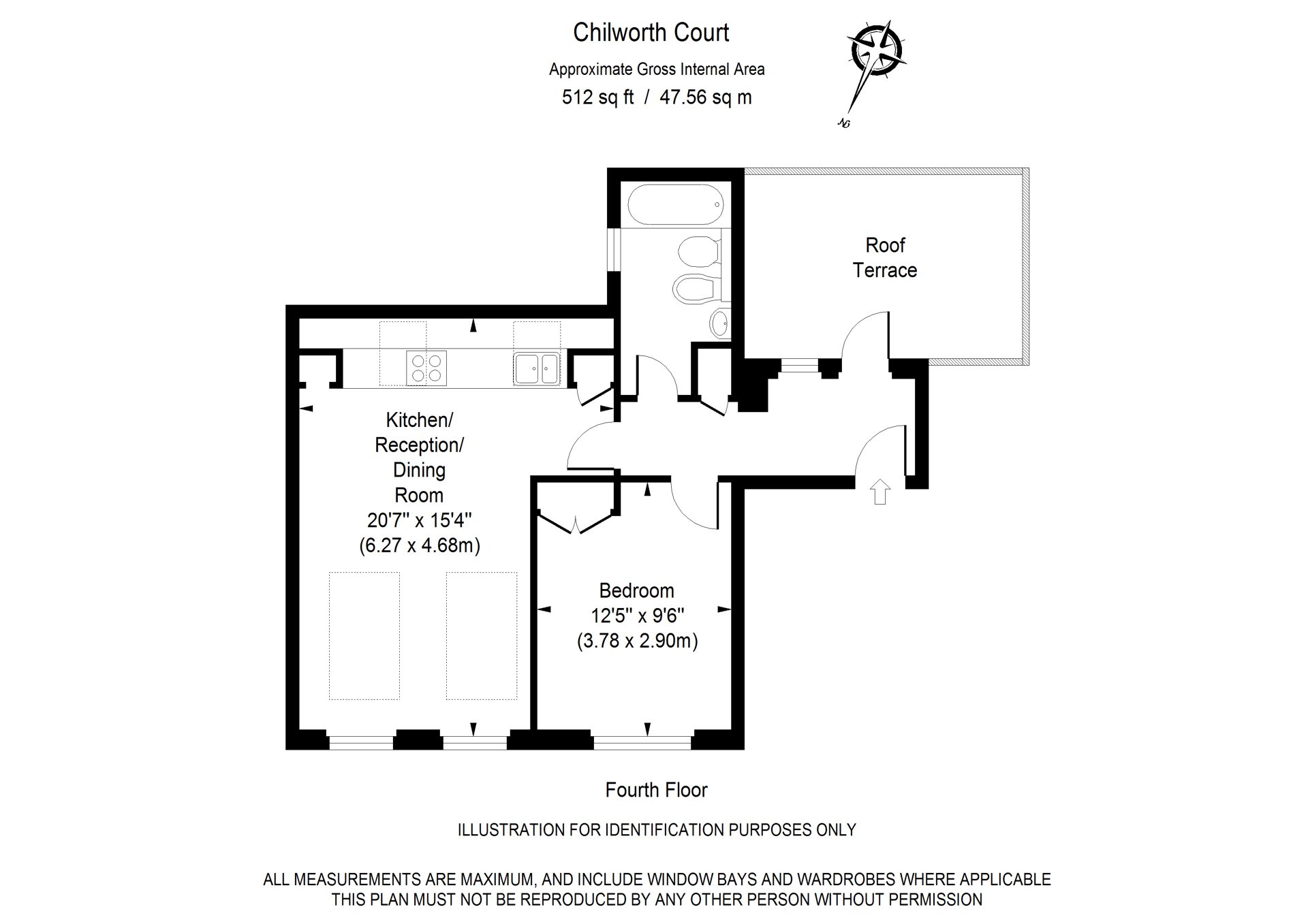 Floorplan of apartment 401 at Chilworth Court