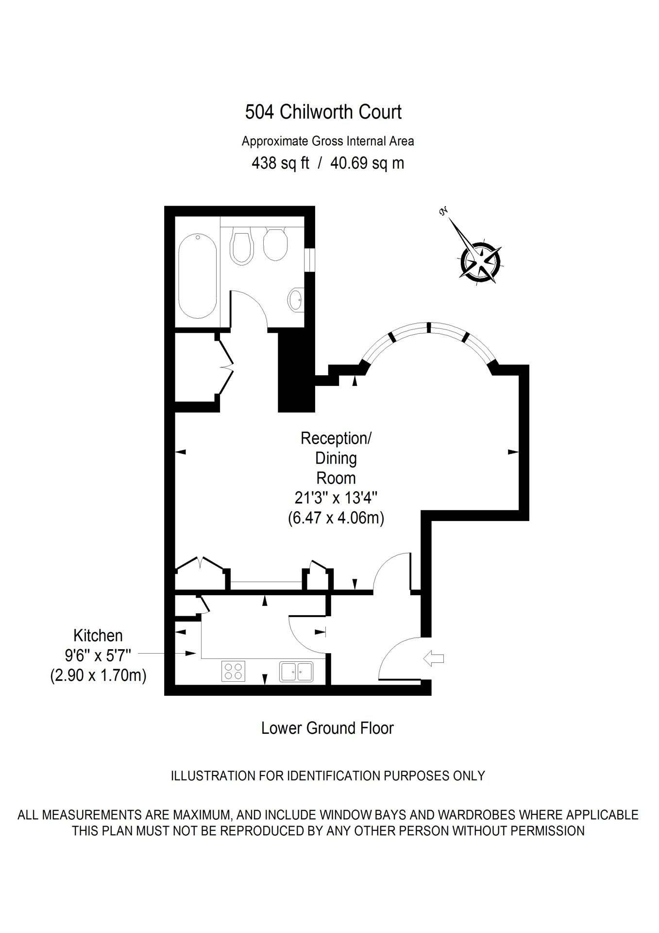 Floorplan of apartment 504 at Chilworth Court