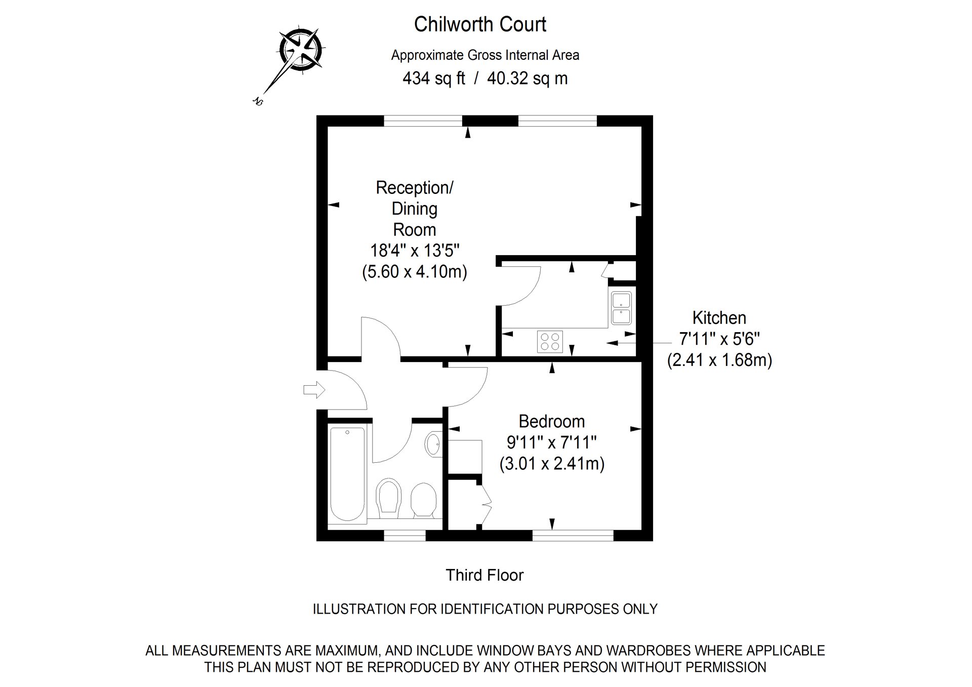 Floorplan of apartment 204 at Chilworth Court