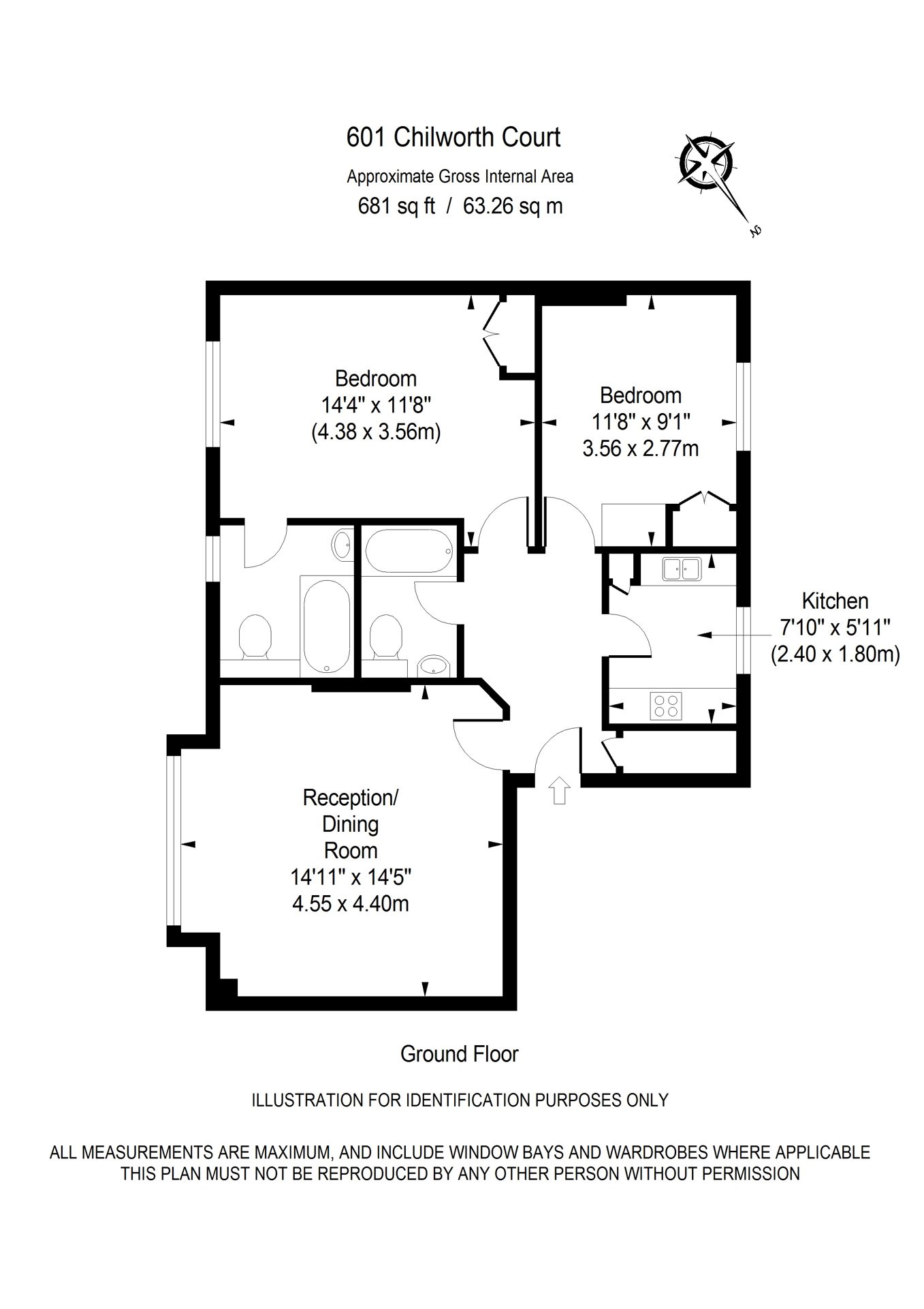 Floorplan of apartment 601 at Chilworth Court