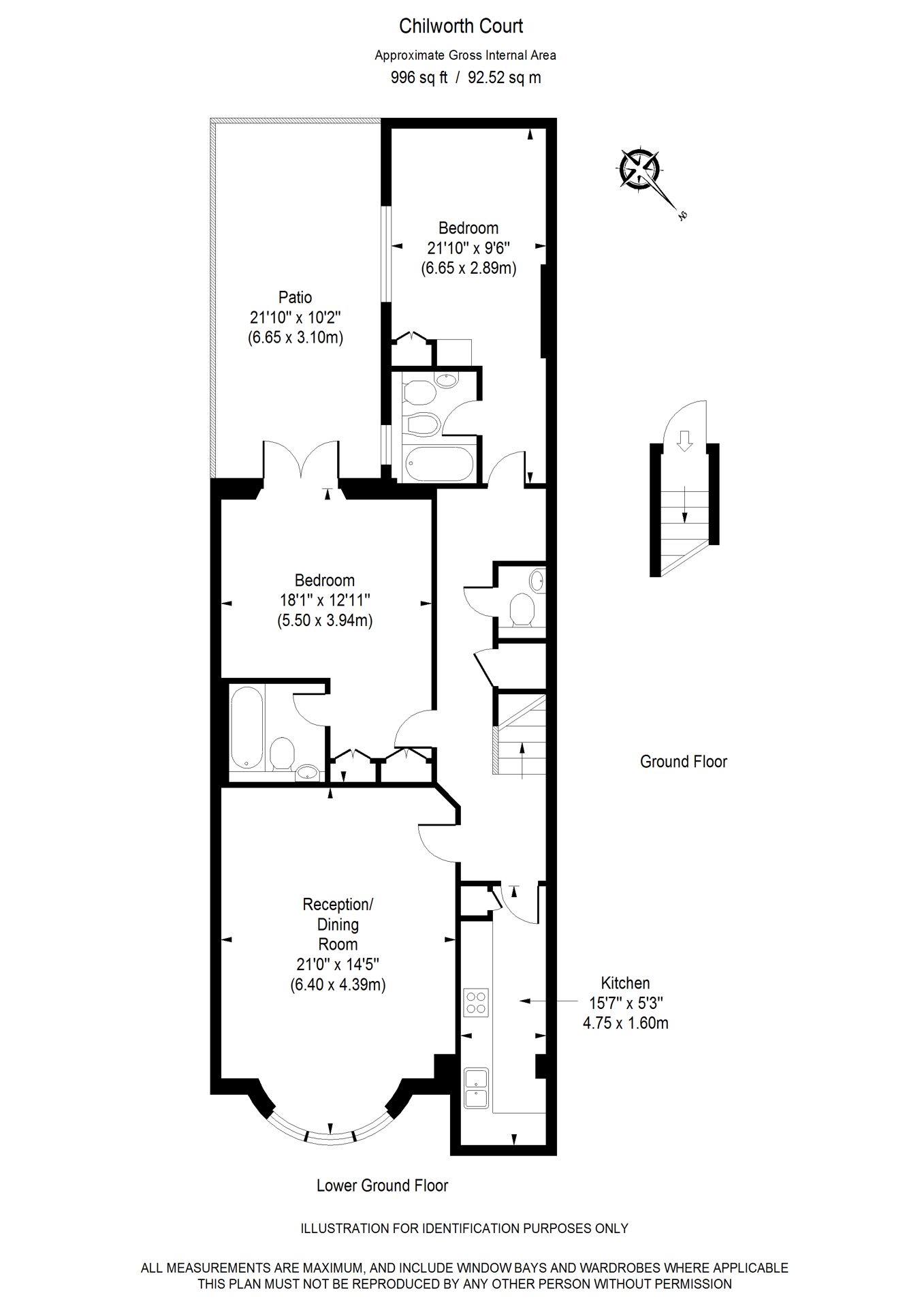 Floorplan of apartment 505 at Chilworth Court