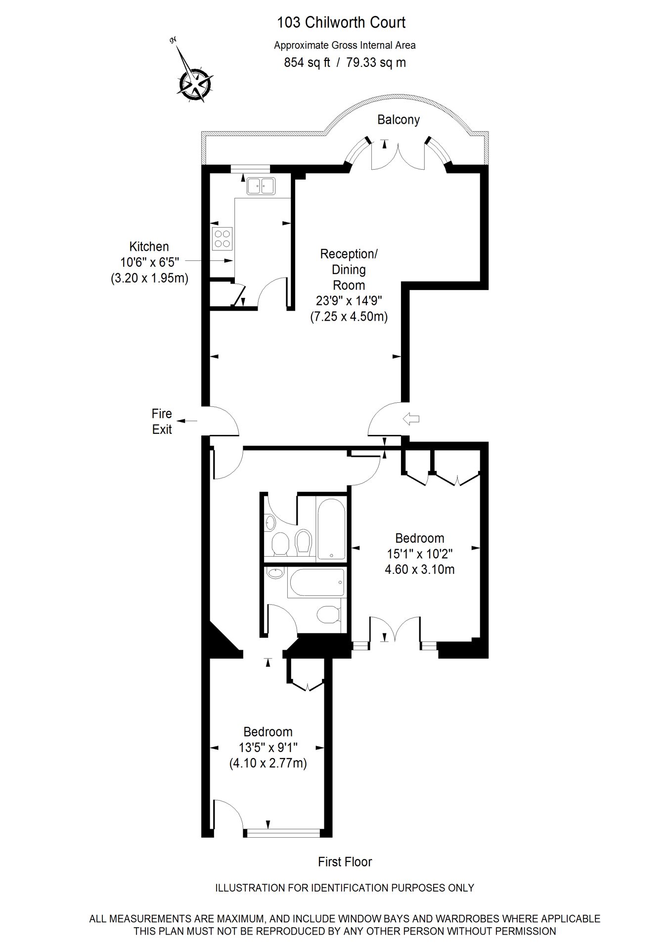 Floorplan of apartment 103 at Chilworth Court