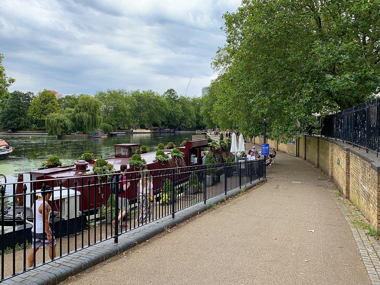 Narrowboats moored on the canal at Little Venice, London